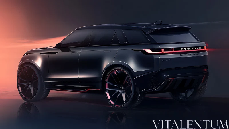 Midnight SUV concept car slices through a neon dusk horizon