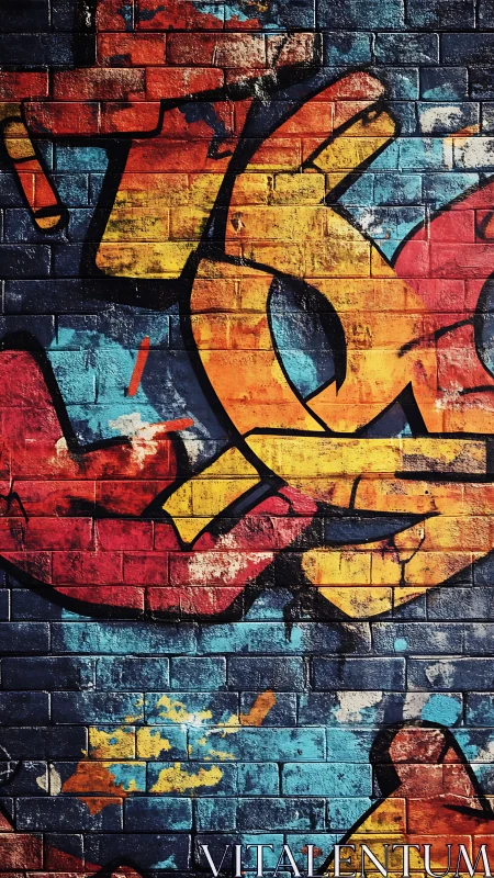 Urban graffiti numerals on textured brick wall at dusk.