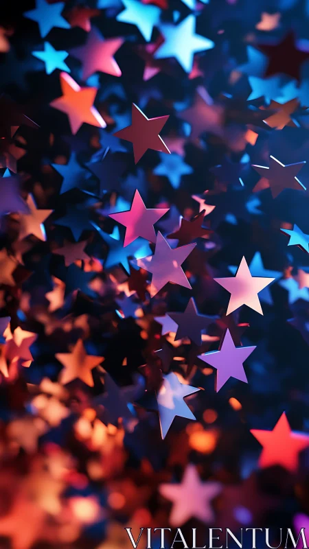 Colored five-point stars form suspended layered arrangement