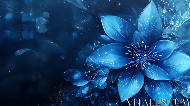 Luminous Blue Flower Dancing in Starlight.