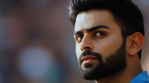 Intense close-up portrait with shallow depth of field focus.