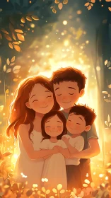 Radiant Embrace: Golden Light Reunites Family in Luminous Warmth.