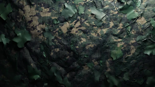 Textured foliage camouflage mesh with irregular leaf overlays.