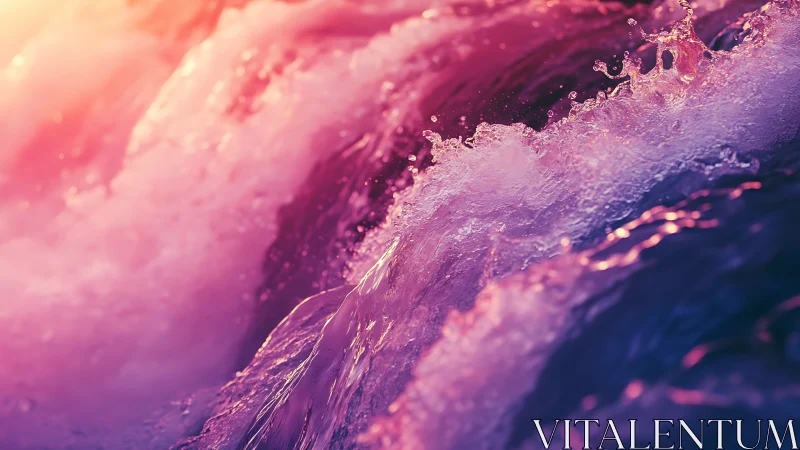 Sunlit waves dance in glowing pink and violet colors