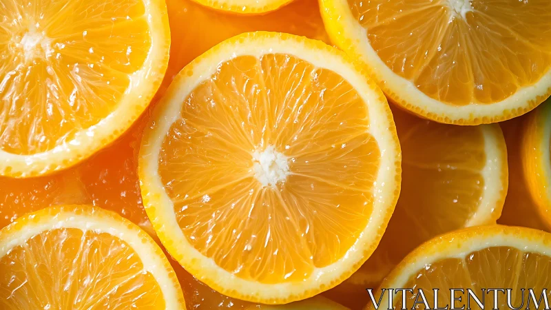 Fresh orange slices in tight vibrant citrus pattern.