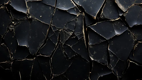 Cracked black surface texture with sharp fractured lines.