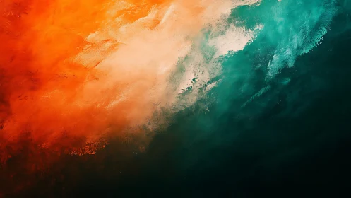 Glowing teal and ember waves drifting across a dreamy sky.