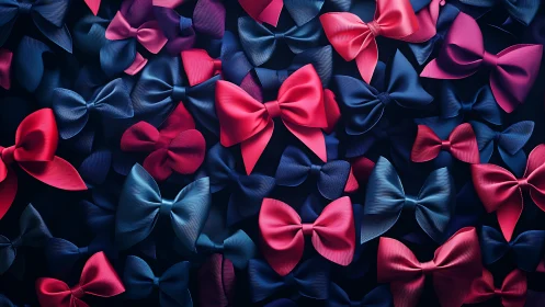 Chromatic Ribbon Composition: Neon Pink and Navy Bow Study.