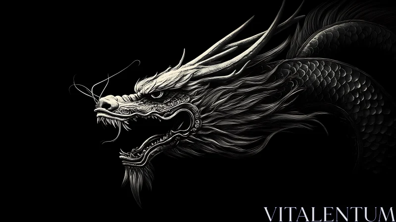 Silver dragon in moonlit shadow, coiled in quiet power.