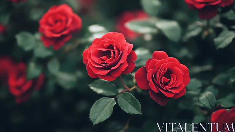 Red Roses in Full Bloom.