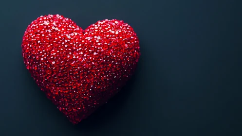 Sparkling Red Heart Glows with Love and Romance