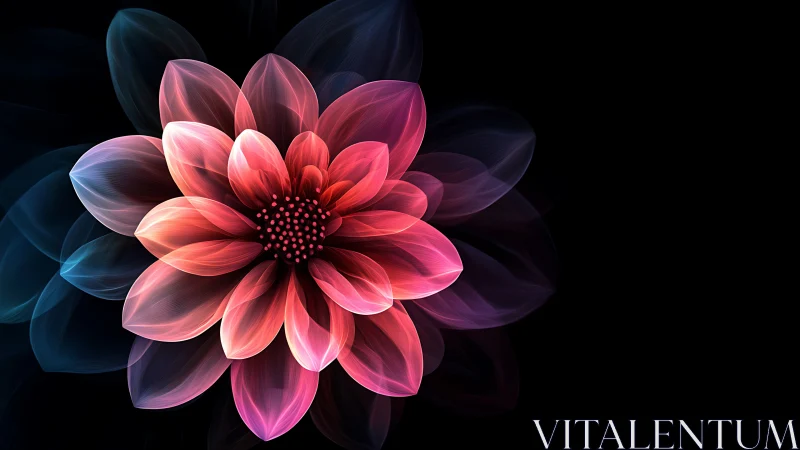 Luminous Digital Dahlia Flower Against Dark Background