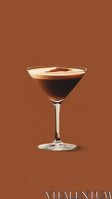 Espresso Martini cocktail presentation on solid tan background