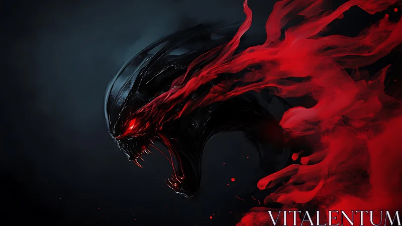 Crimson fury unbound from a shadowy otherworldly beast.