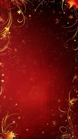 Golden star vines swirl around a deep crimson night veil