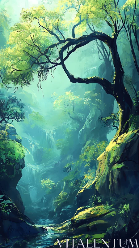 Ancient Sentinel Surveys its Verdant Canyon Kingdom Below