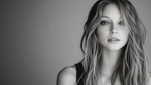 Monochrome portrait of young woman with soft directional light.