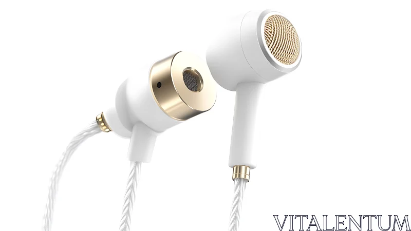 Premium White In-Ear Earbuds With Gold Metal Accents