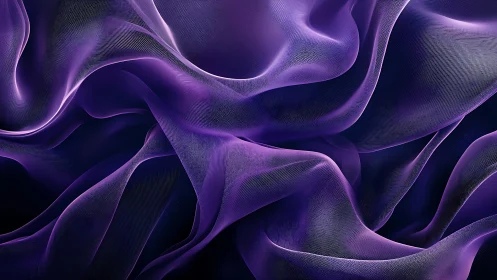Shimmering violet waves of abstract digital fabric drift softly