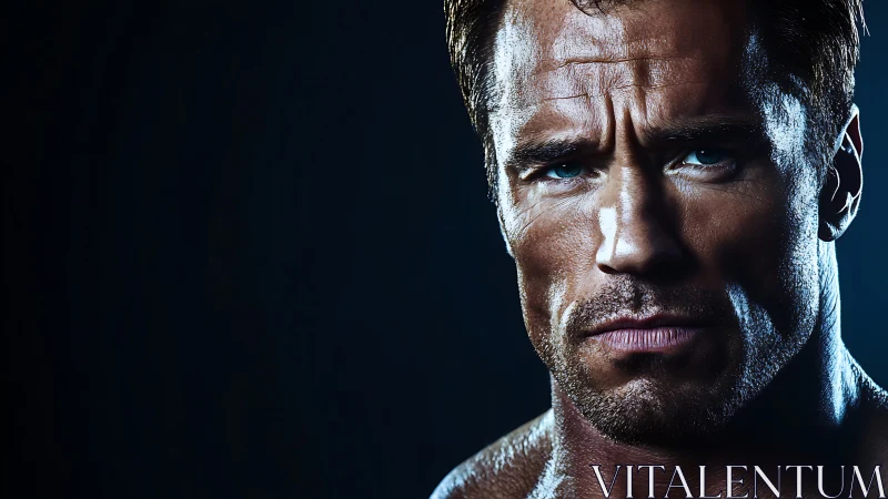 Strong gaze in cinematic light, a portrait of quiet power.