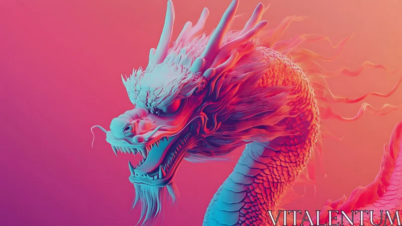 Digital dragon render shows detailed head and coiled neck
