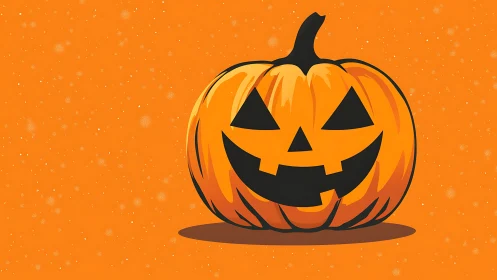 Jack-o-lantern illustration displays carved pumpkin on orange field