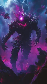 Colossal void-titan of crystalline shadow with magenta core