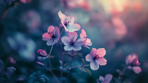 Soft Pink Blossoms in Dreamy Bokeh Light.