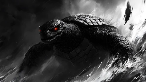 Storm-Forged Sea Turtle Titan With Ember-Bright Eyes.
