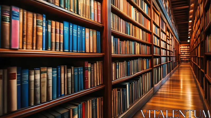 Longitudinal archival library stacks with vanishing perspective.