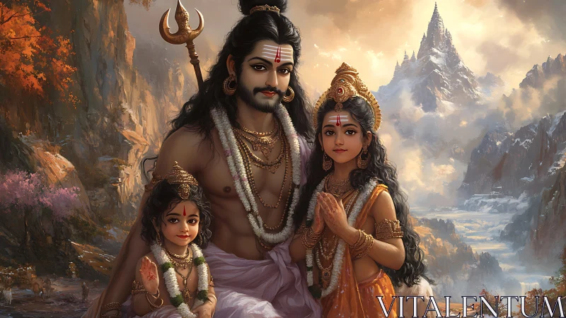 Divine Himalayan family portrait radiates warmth and devotion