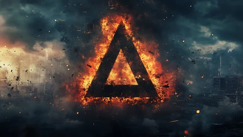 Apocalyptic Triangular Symbol. Explosive Inferno.
