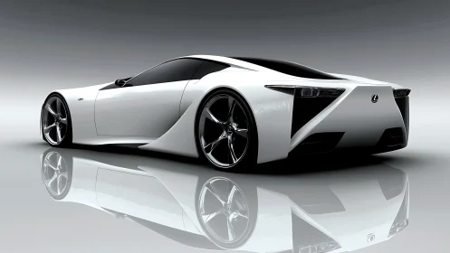 White Lexus concept supercar reflects on glossy studio floor