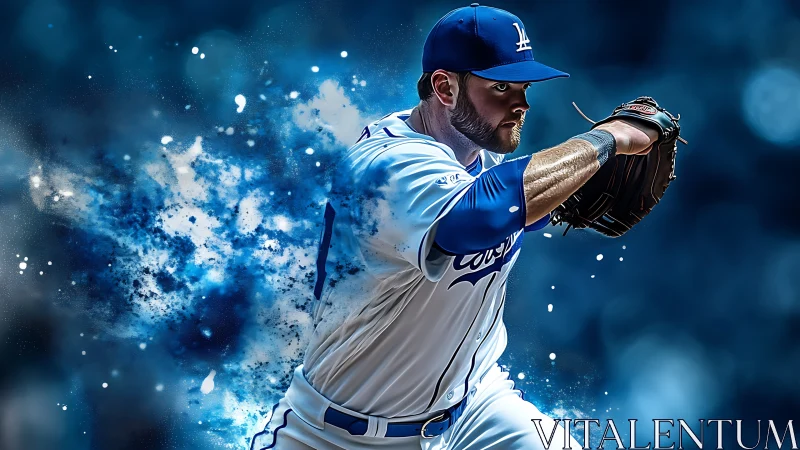 Baseball pitcher drives explosive fastball through blue energy