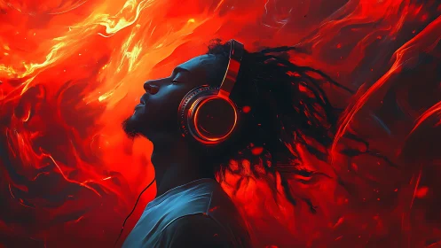 Headphoned dreamer lets molten music blaze across night