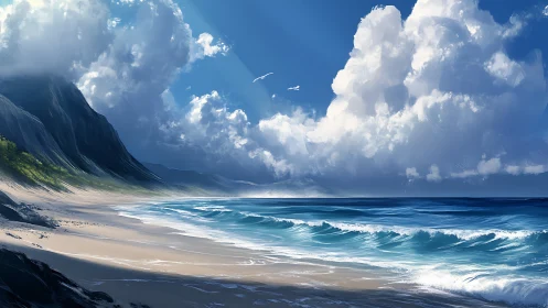 Coastal atmospheric dynamics with stratified surf and cumulus towers.