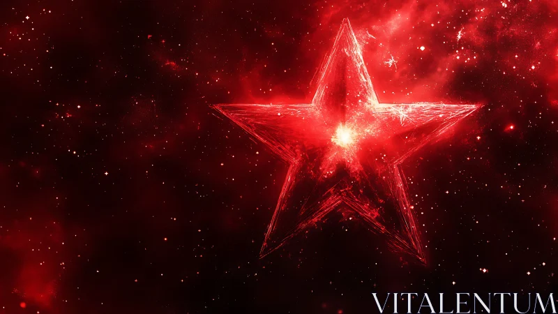 Luminous red nebula star with radiant fractal core glow.