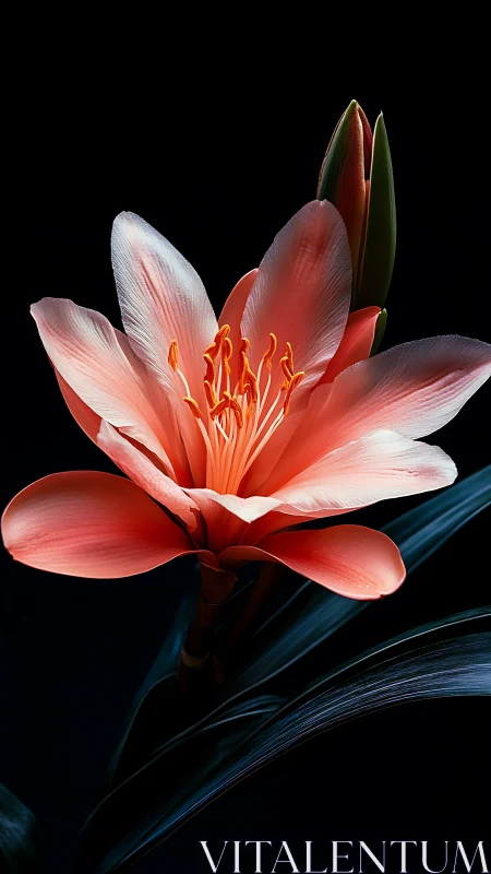 Stunning Red Amaryllis Bloom Against Black Backdrop