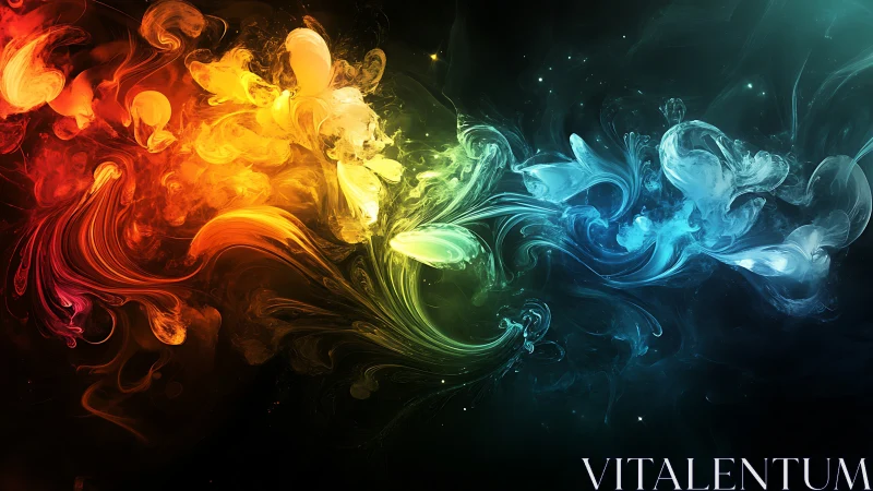 Prismatic nebula currents swirling through cosmic darkness.