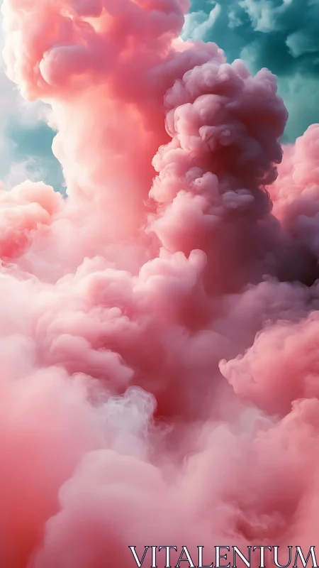 Vertical column of dense pink vapor clouds rises upward