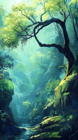 Ancient Sentinel Surveys its Verdant Canyon Kingdom Below