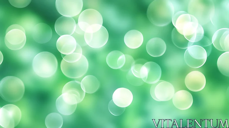 Soft green bokeh background with light circles, abstract style.