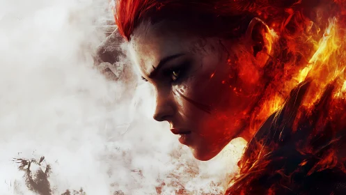 Fiery warrior&rsquo;s gaze glowing with fierce, unstoppable resolve.