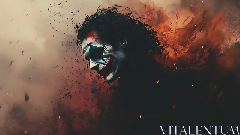 Laughing specter in flames walks the edge of oblivion.