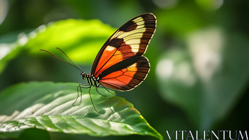 Macro study of a vibrantly patterned butterfly on foliage