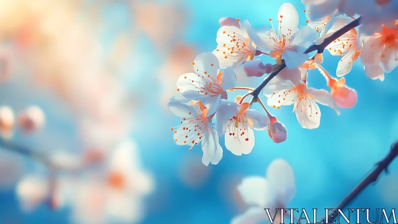 Spring Blossoms Against Blue Sky.