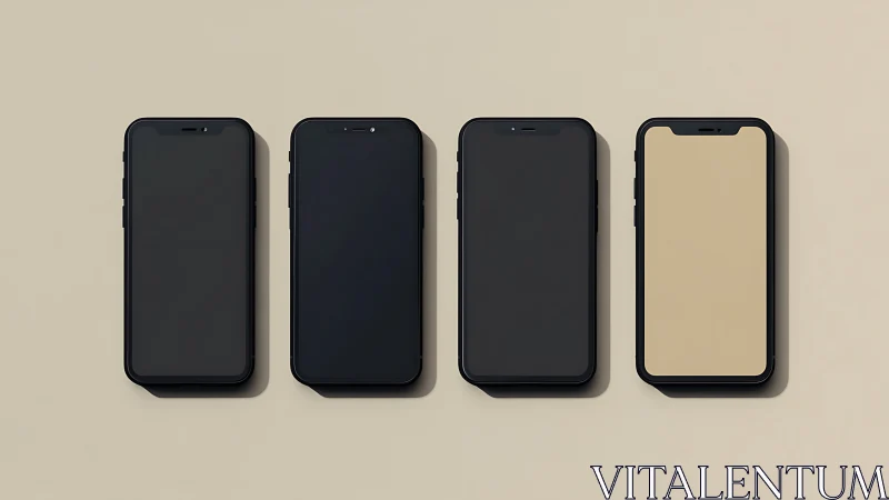 Four Smartphones Displayed Against Neutral Backdrop.