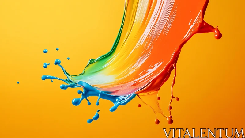 Chromatic fluid arc with high-gloss splash dynamics on yellow.