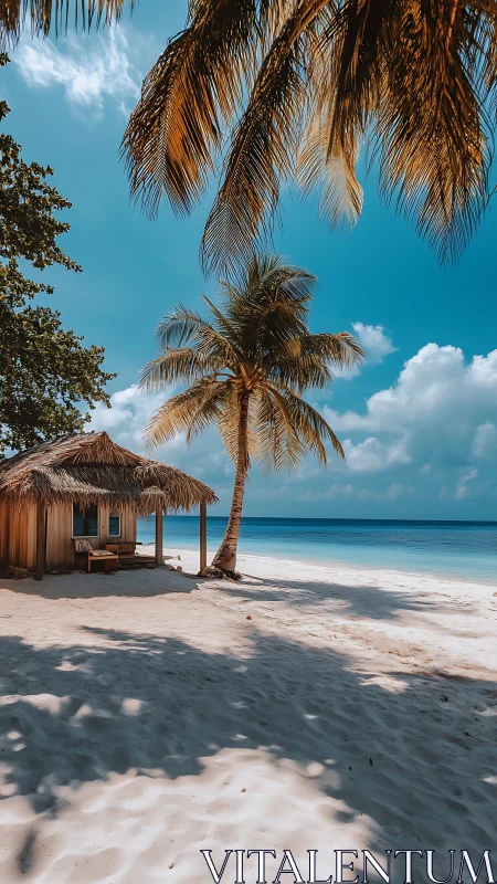 Tropical Sanctuary: Where Palm Shadows Dance on Infinite Blue.