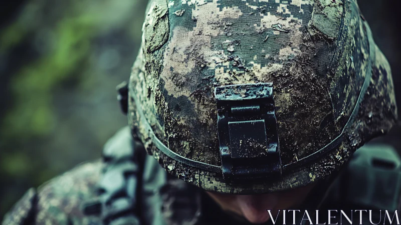 Weathered combat helmet tells a quiet story of endurance